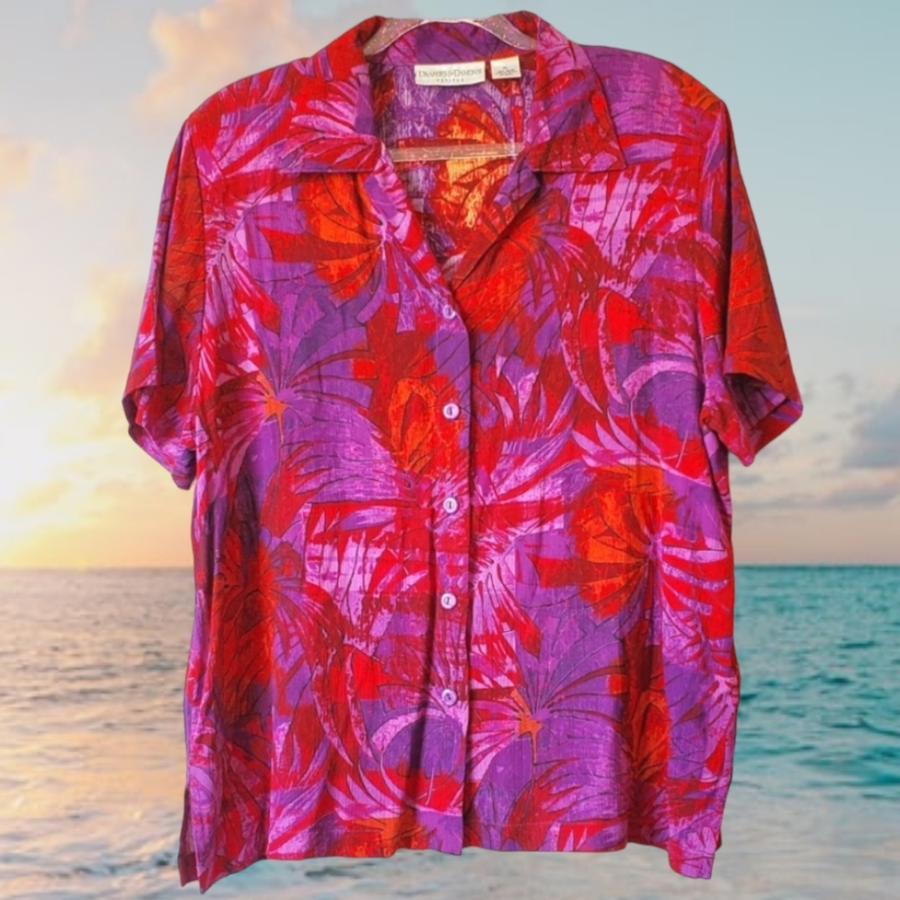 🪴Vintage Abstract Bright Plant Top🪴